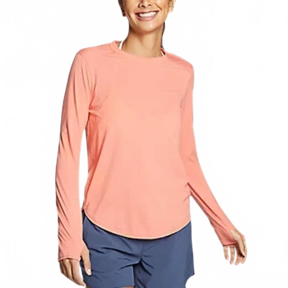 NEW EDDIE BAUER long sleeve solarfoil pullover shirt in pink grapefruit